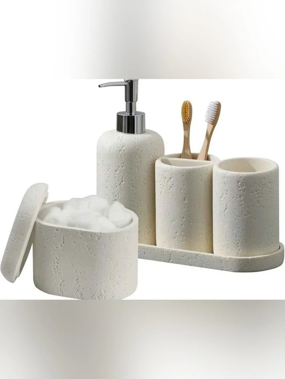 Minimalist Cream Bathroom Accessory Set - 4-Piece
